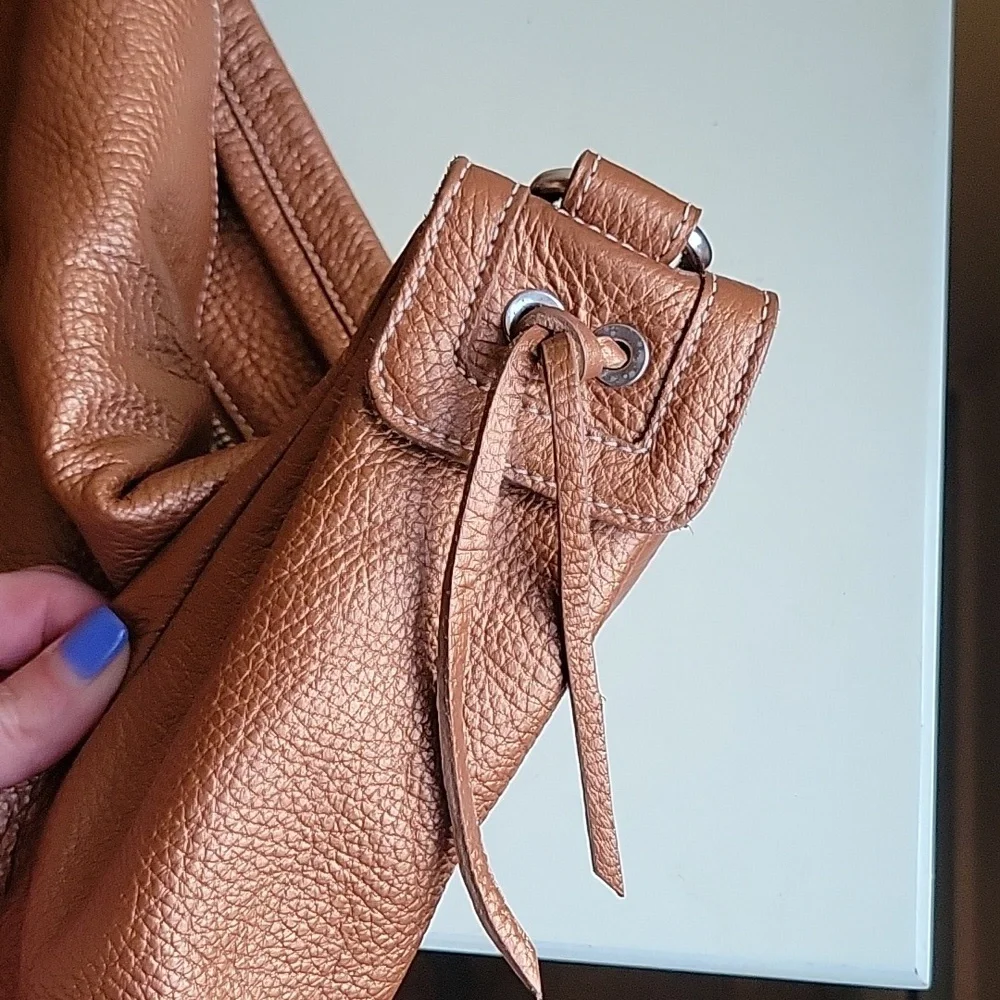 Arcadia Metallic Copper Brown Leather Hobo Bag
